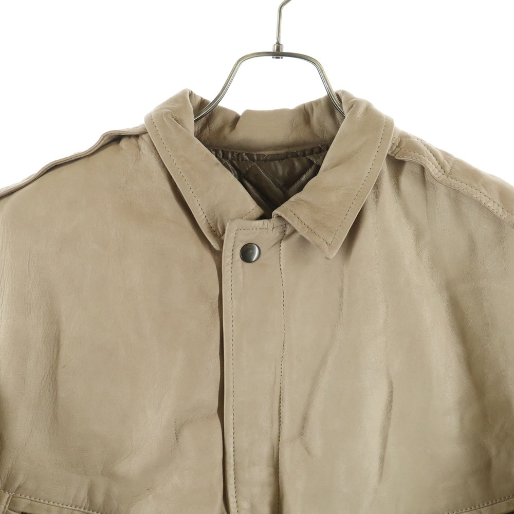 CHEVIGNON(シェピニオン) マルチポケット 裏地キルティング レザージャケット ベージュ