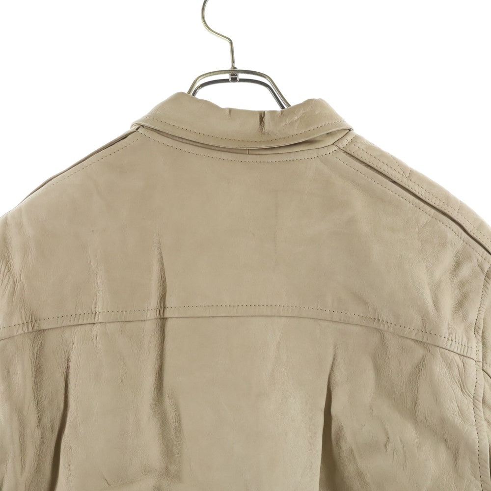 CHEVIGNON(シェピニオン) マルチポケット 裏地キルティング レザージャケット ベージュ