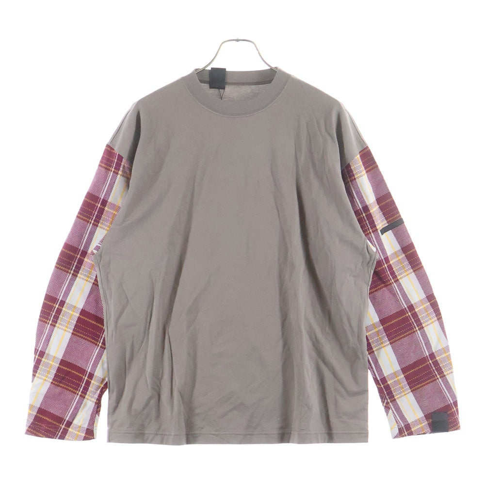 N.HOOLYWOOD(エヌハリウッド) 22SS COMPILE LINE LONG SLEEVE T-SHIRT コンパイル ライン ロングスリーブ クルーネック長袖Tシャツ カットソー グレー/レッド 2221-CS06-029peg