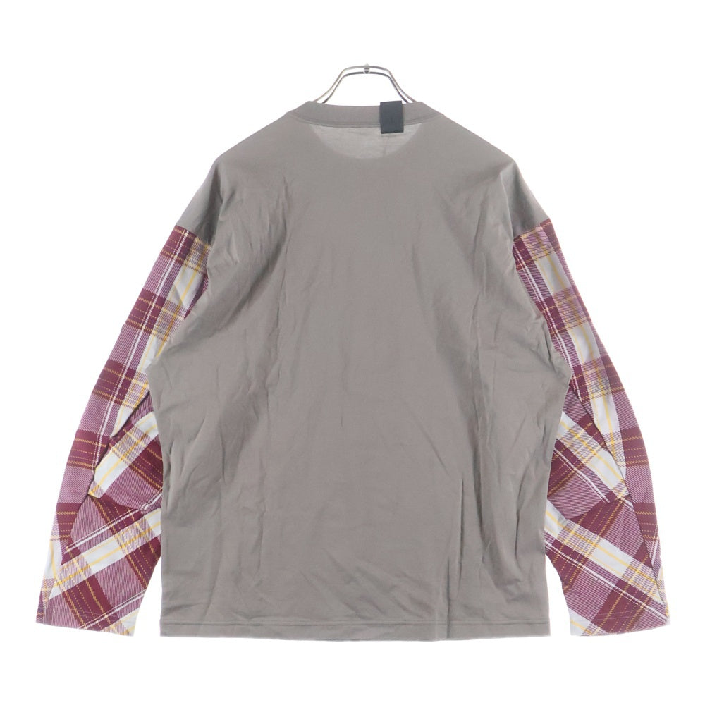 N.HOOLYWOOD(エヌハリウッド) 22SS COMPILE LINE LONG SLEEVE T-SHIRT コンパイル ライン ロングスリーブ クルーネック長袖Tシャツ カットソー グレー/レッド 2221-CS06-029peg