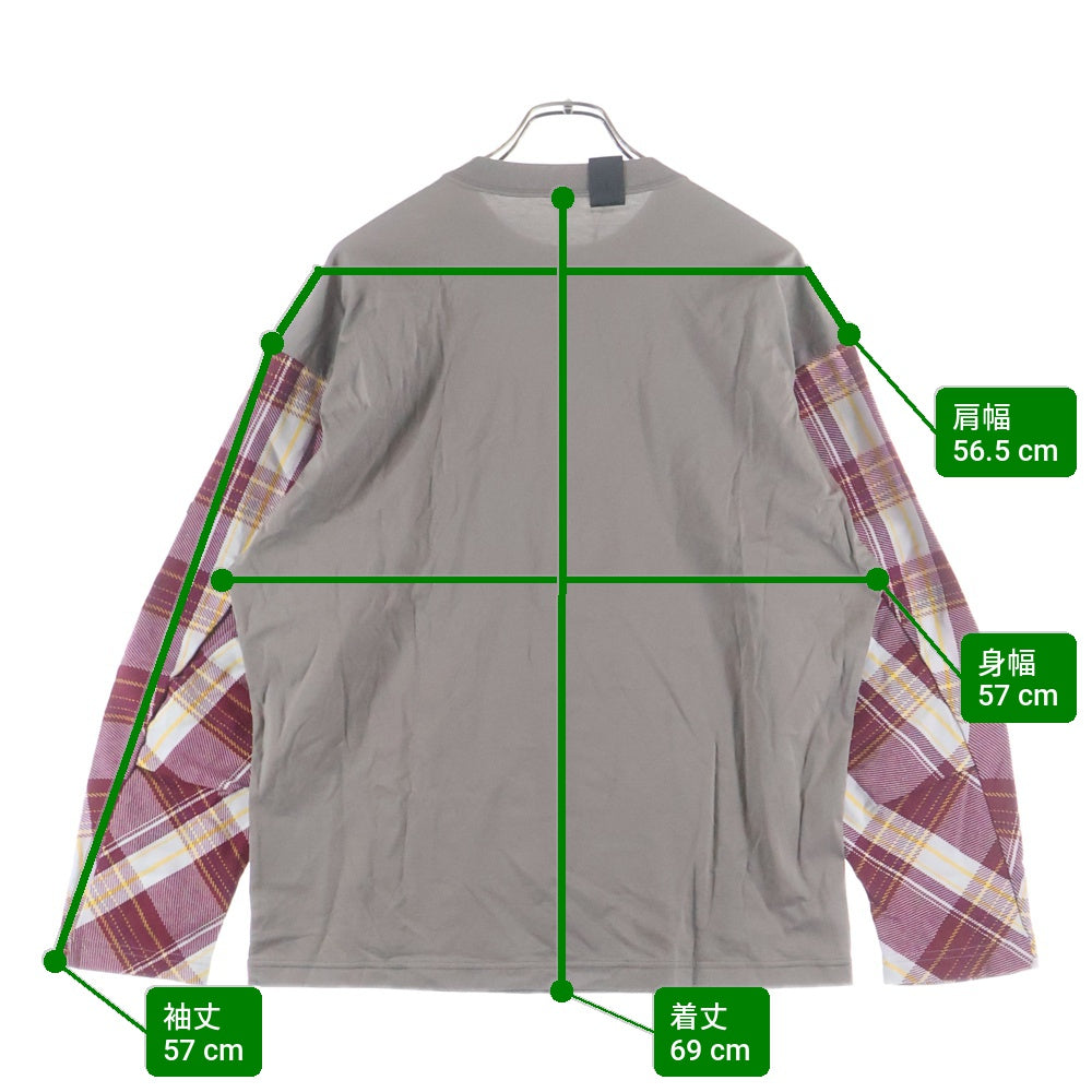 N.HOOLYWOOD(エヌハリウッド) 22SS COMPILE LINE LONG SLEEVE T-SHIRT コンパイル ライン ロングスリーブ クルーネック長袖Tシャツ カットソー グレー/レッド 2221-CS06-029peg