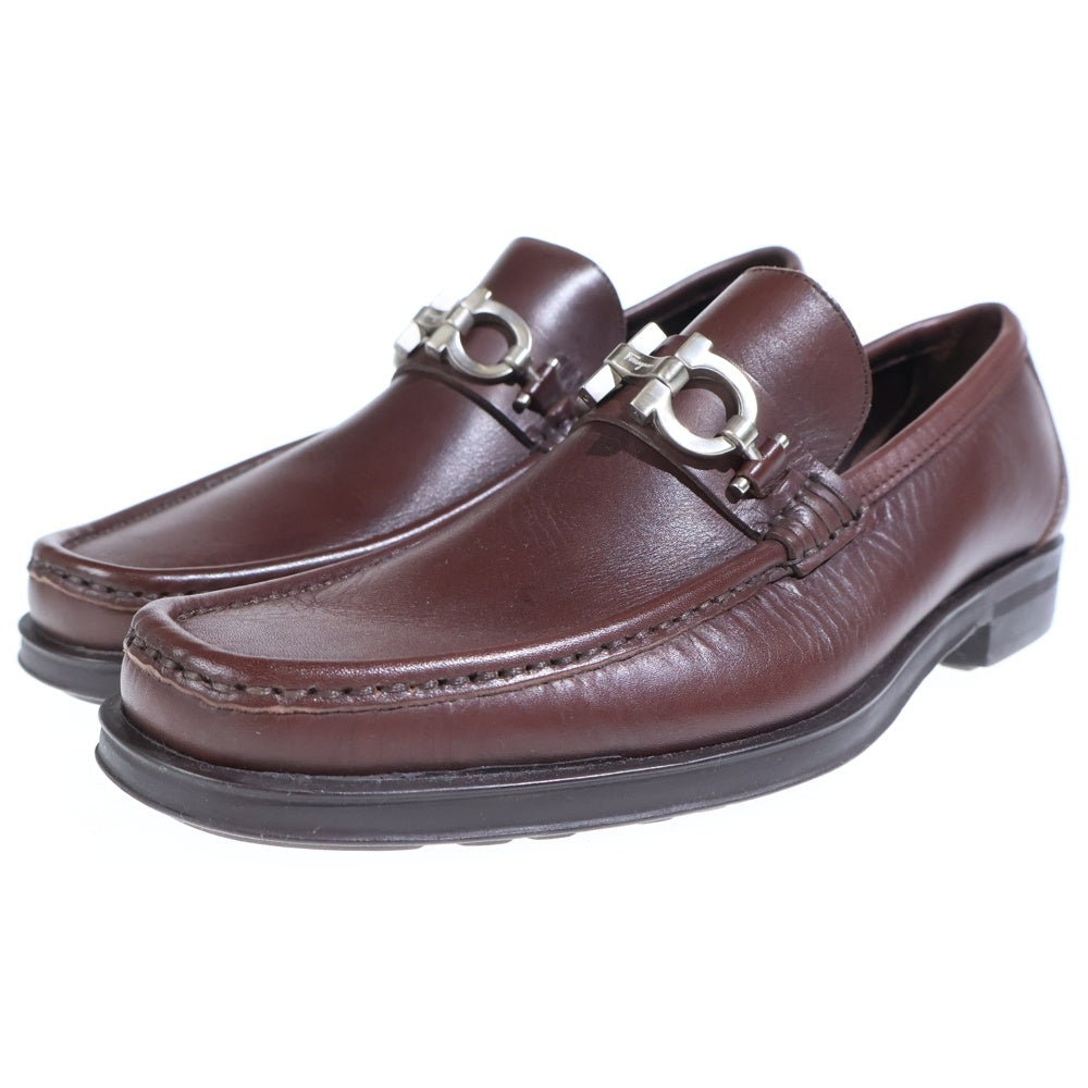 Salvatore Ferragamo(サルヴァトーレ フェラガモ) スクエアトゥ ホースビット レザーローファー ブラウン UR 91353 EE