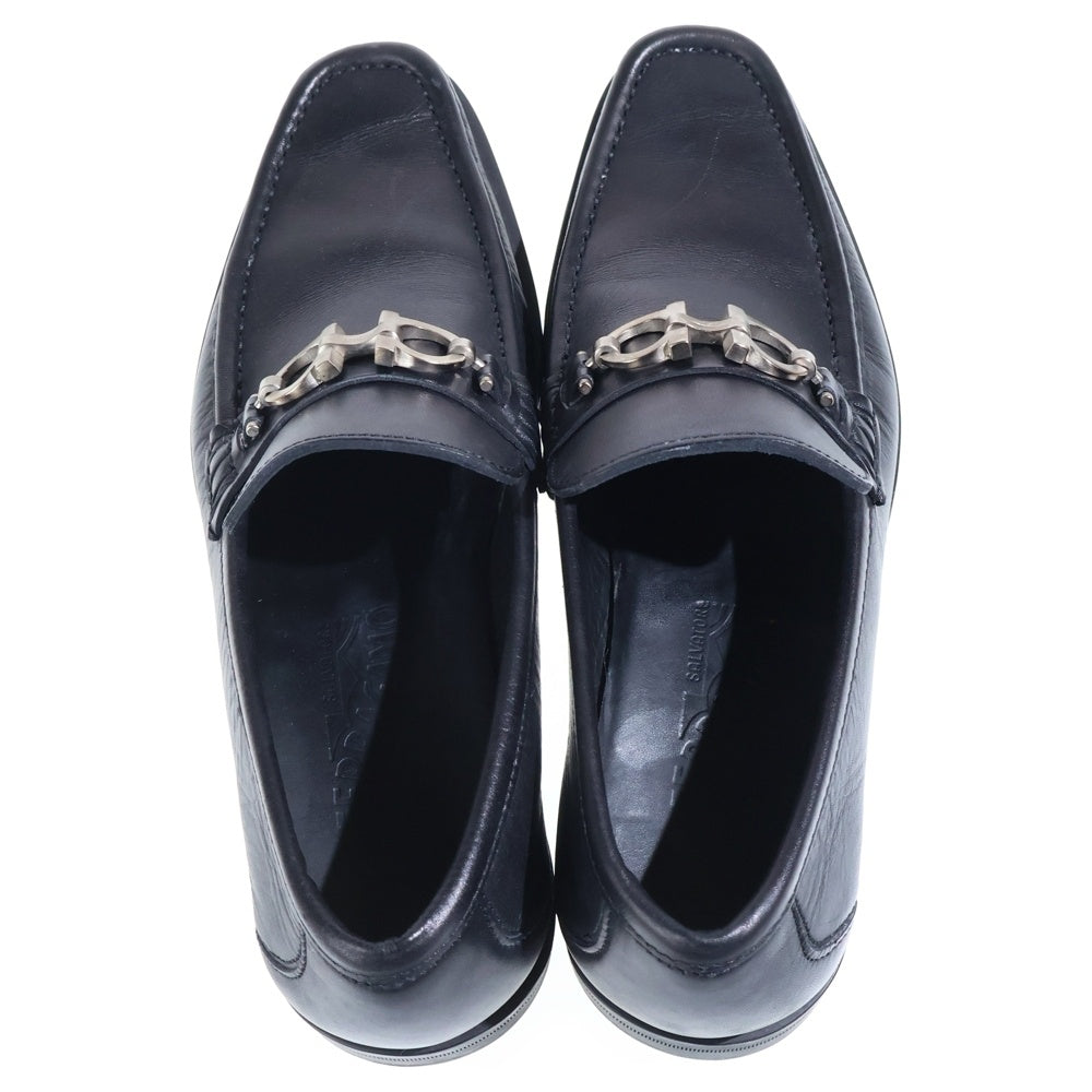 Salvatore Ferragamo(サルヴァトーレ フェラガモ) スクエアトゥ ホースビット レザーローファー ブラック UR 92826 EE