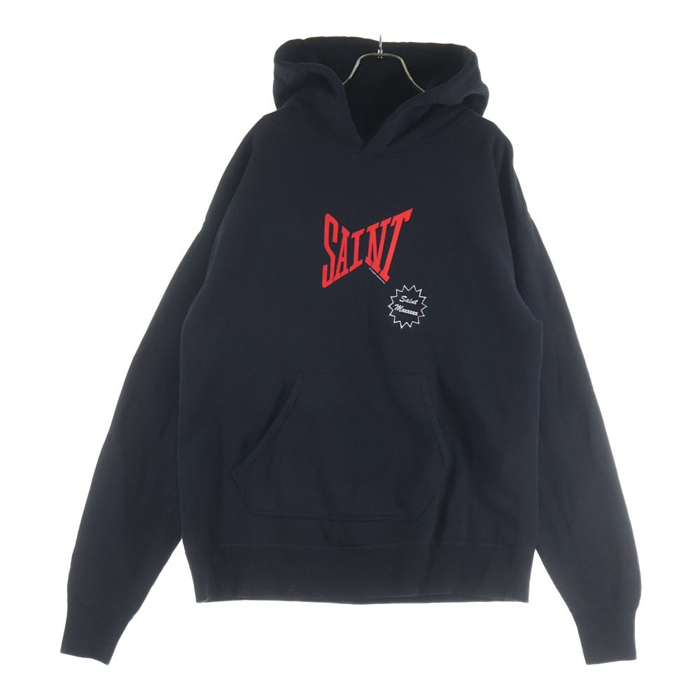 SAINT MICHAEL(セントマイケル) SAINT HOODIE セイント ロゴデザイン プルオーバー スウェット パーカー ブラック SM-YS8-0000-035