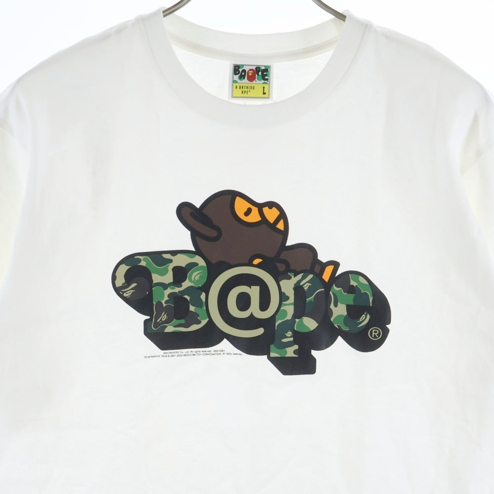 A BATHING APE(アベイシングエイプ) BE@RTEE BABY MILO(R) ON BAPE(R) ベアティー ベイビーマイロオン ベイプ クルーネック カットソー 半袖Tシャツ ホワイト 002TEK781902C