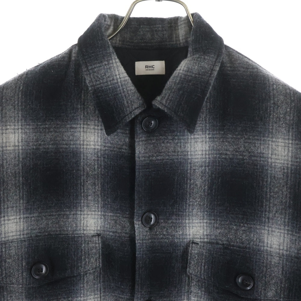 RHC Ron Herman(アールエイチシー ロンハーマン) WOOL OMBRE CPO SHIRT キルティングライニング ウール オンブレチェック シャツジャケット ブラック/ホワイト 3820400080