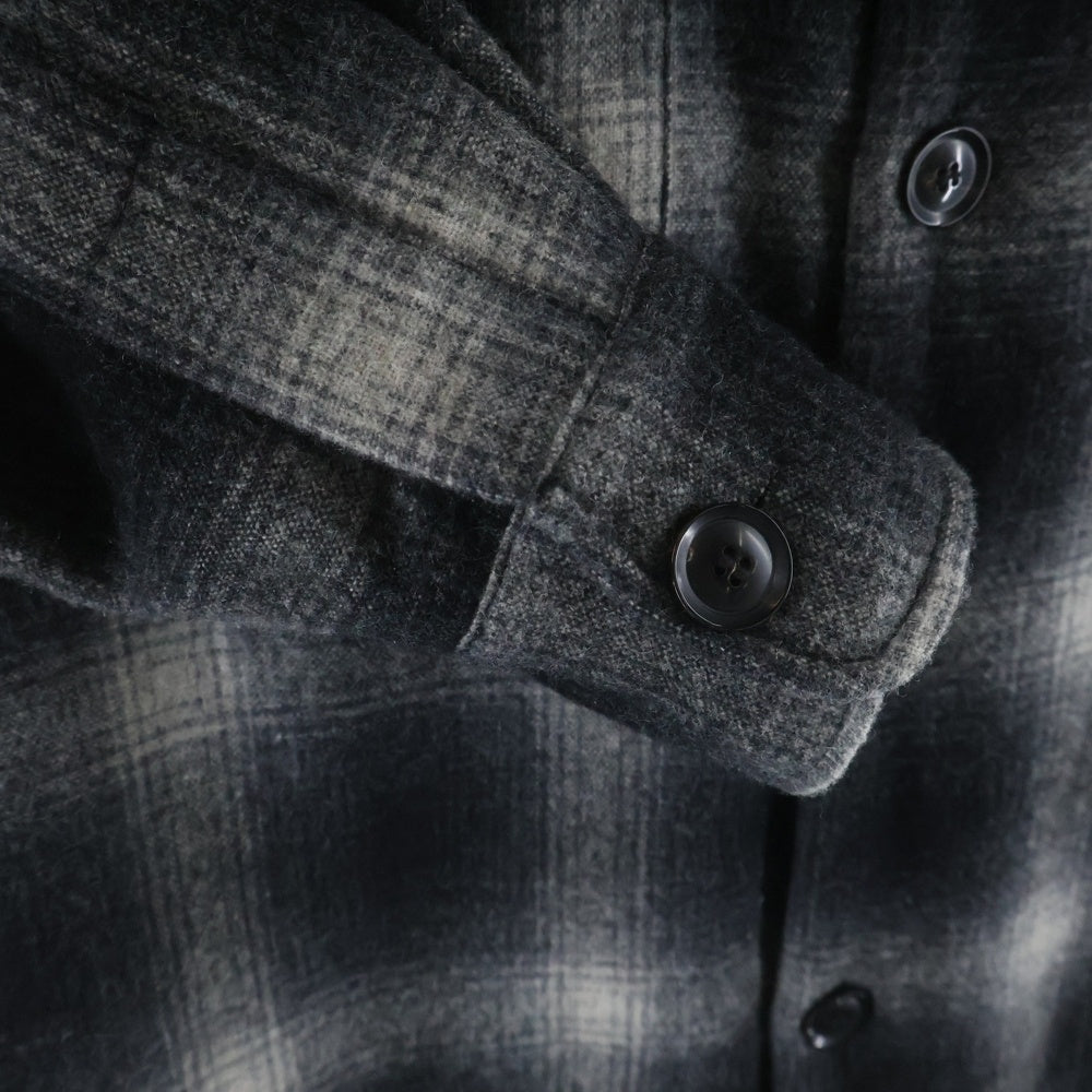 RHC Ron Herman(アールエイチシー ロンハーマン) WOOL OMBRE CPO SHIRT キルティングライニング ウール オンブレチェック シャツジャケット ブラック/ホワイト 3820400080
