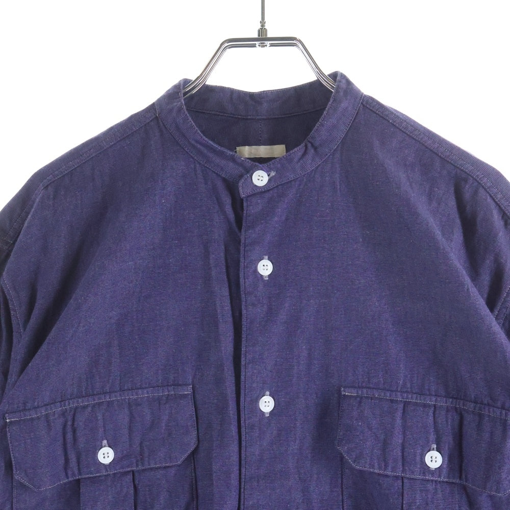 COMOLI(コモリ) 18AW バンドカラー プルオーバーカーゴシャツ パープル N03-02005