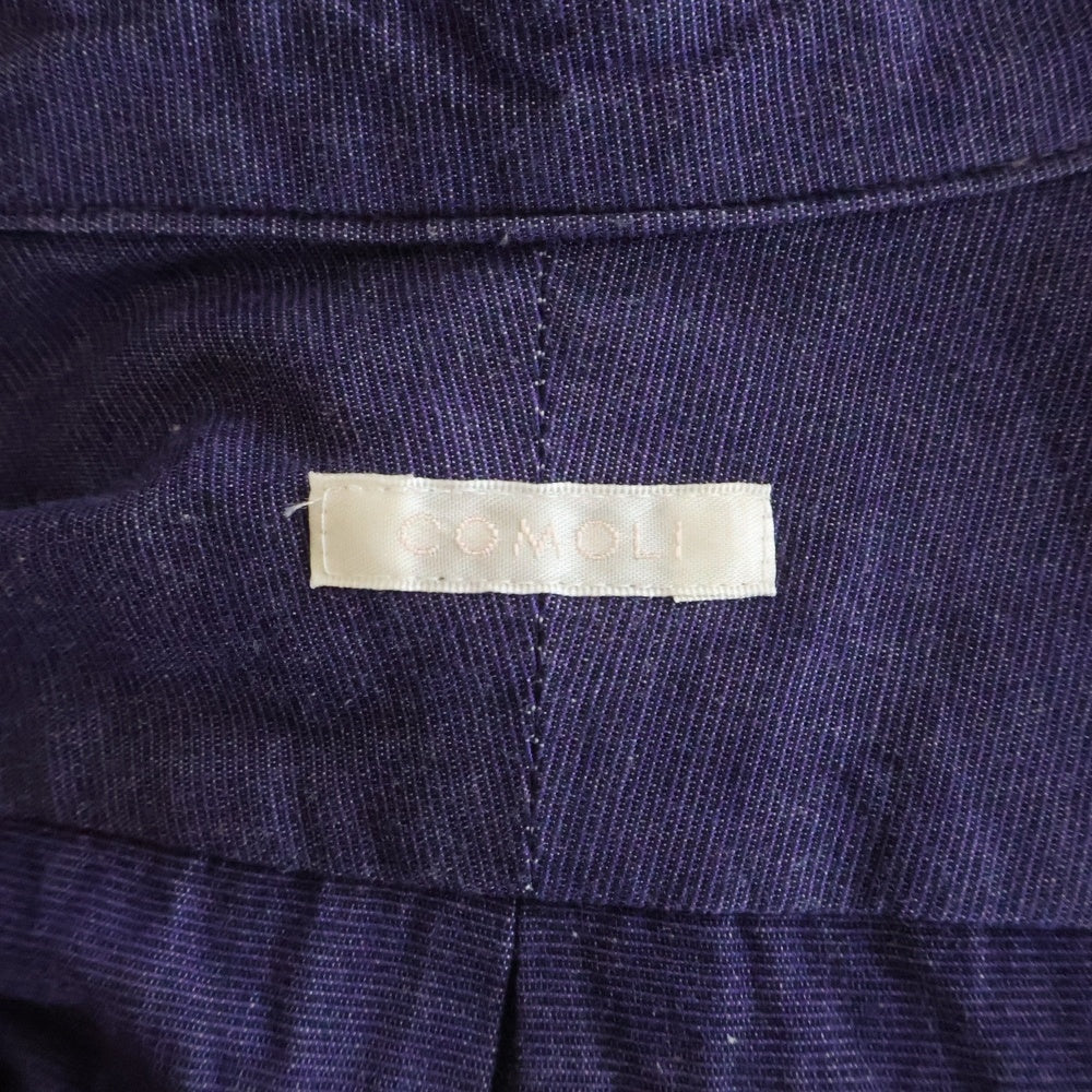 COMOLI(コモリ) 18AW バンドカラー プルオーバーカーゴシャツ パープル N03-02005