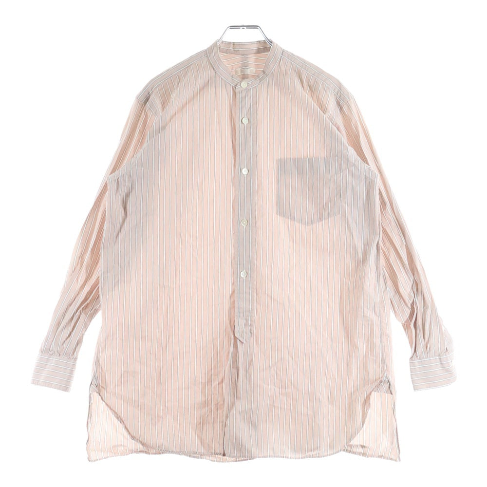 COMOLI(コモリ) 18SS バンドカラー ストライプ 長袖シャツ オレンジ