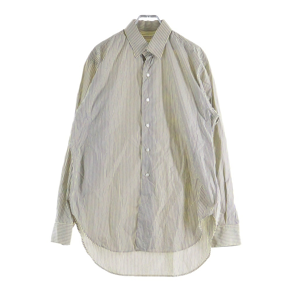 HEUGN(ユーゲン) レギュラーカラー ストライプ 長袖シャツ パープル/イエロー