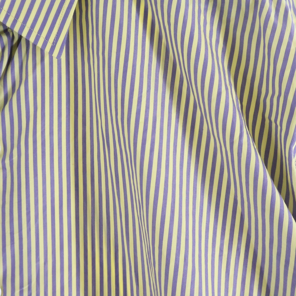 HEUGN(ユーゲン) レギュラーカラー ストライプ 長袖シャツ パープル/イエロー