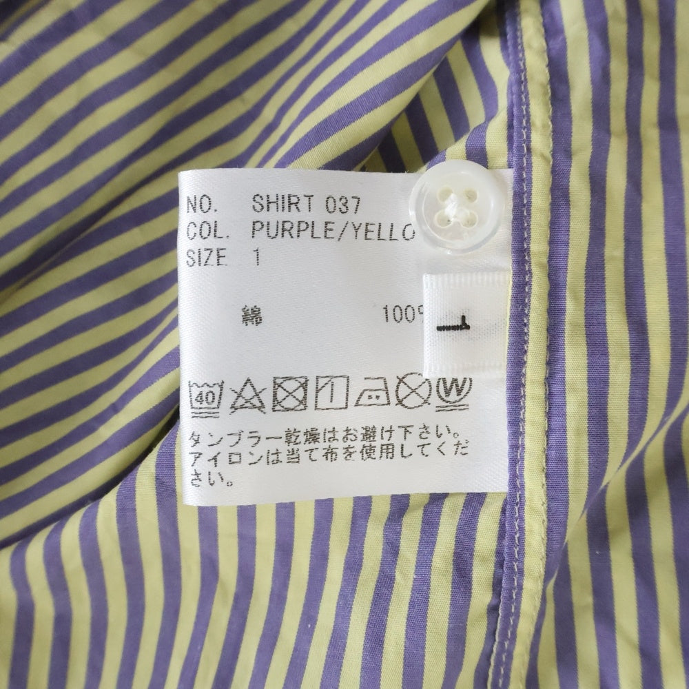 HEUGN(ユーゲン) レギュラーカラー ストライプ 長袖シャツ パープル/イエロー