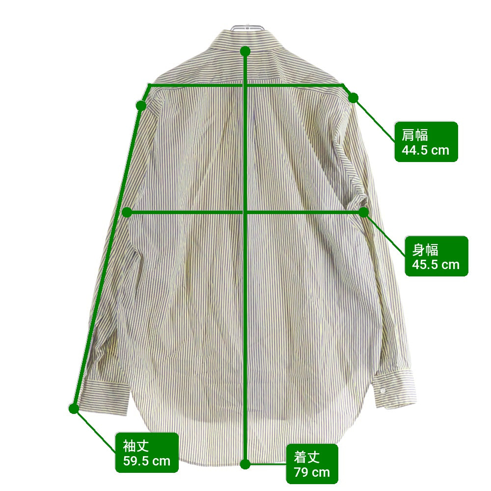 HEUGN(ユーゲン) レギュラーカラー ストライプ 長袖シャツ パープル/イエロー