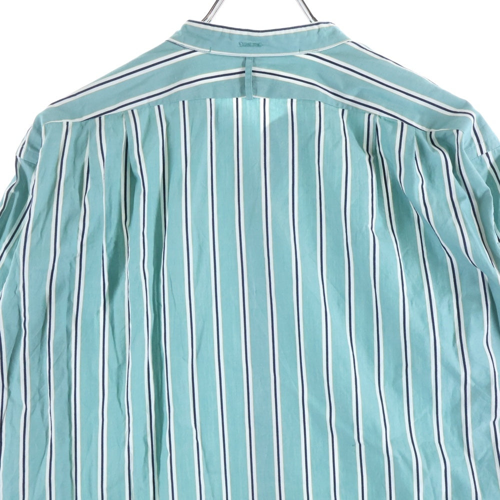 HEUGN(ユーゲン) バンドカラー ストライプ 長袖シャツ グリーン