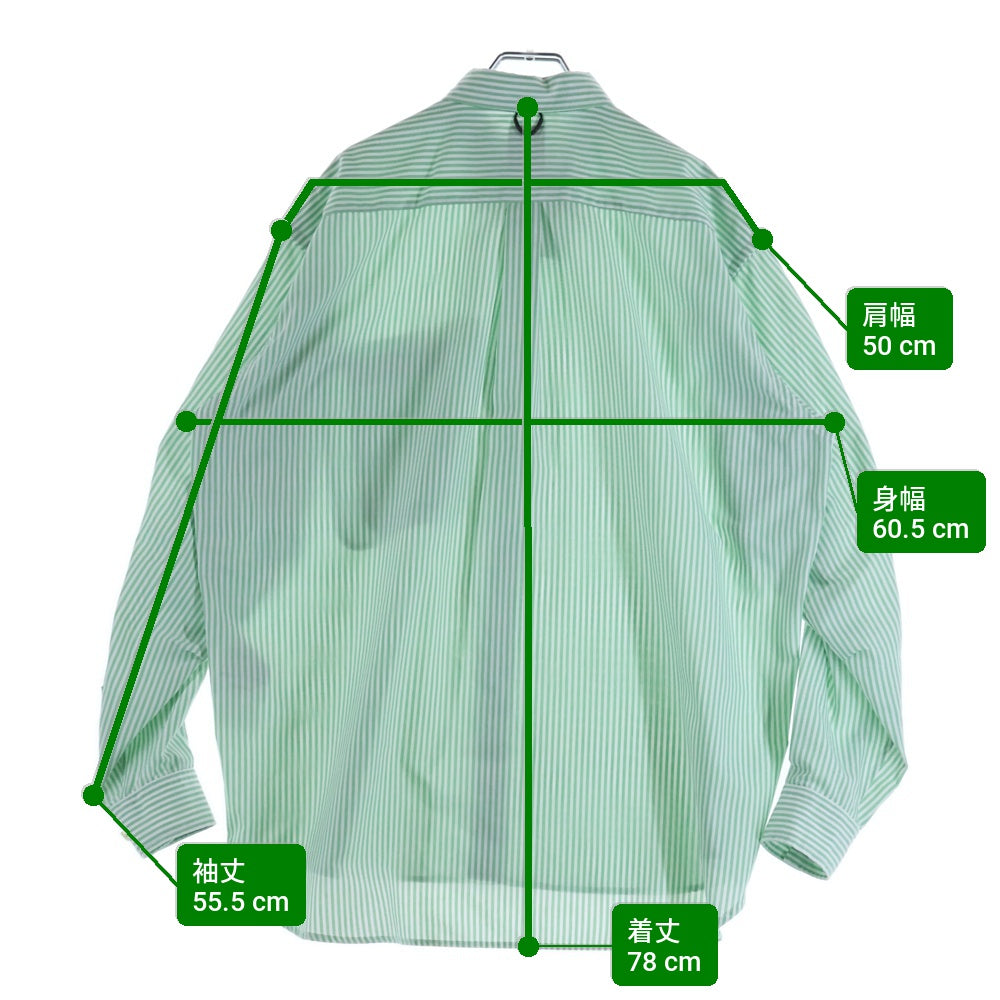 DAIWA PIER39(ダイワ ピアサーティナイン) TECH BUTTON DOWN SHIRTS L/S OXFORD オックスフォード ボタンダウン ストライプシャツ グリーン/ホワイト BE-86023