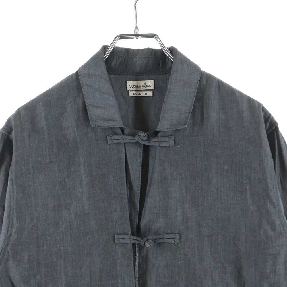 Steven Alan(スティーブンアラン) CHAMB CHINA SHIRT チャンバー ロングスリーブ チャイナシャツ ダークグレー 8111-199-0400