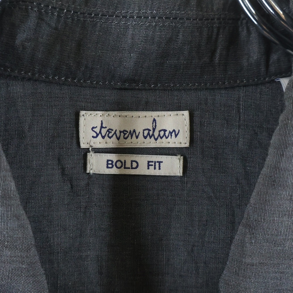 Steven Alan(スティーブンアラン) CHAMB CHINA SHIRT チャンバー ロングスリーブ チャイナシャツ ダークグレー 8111-199-0400