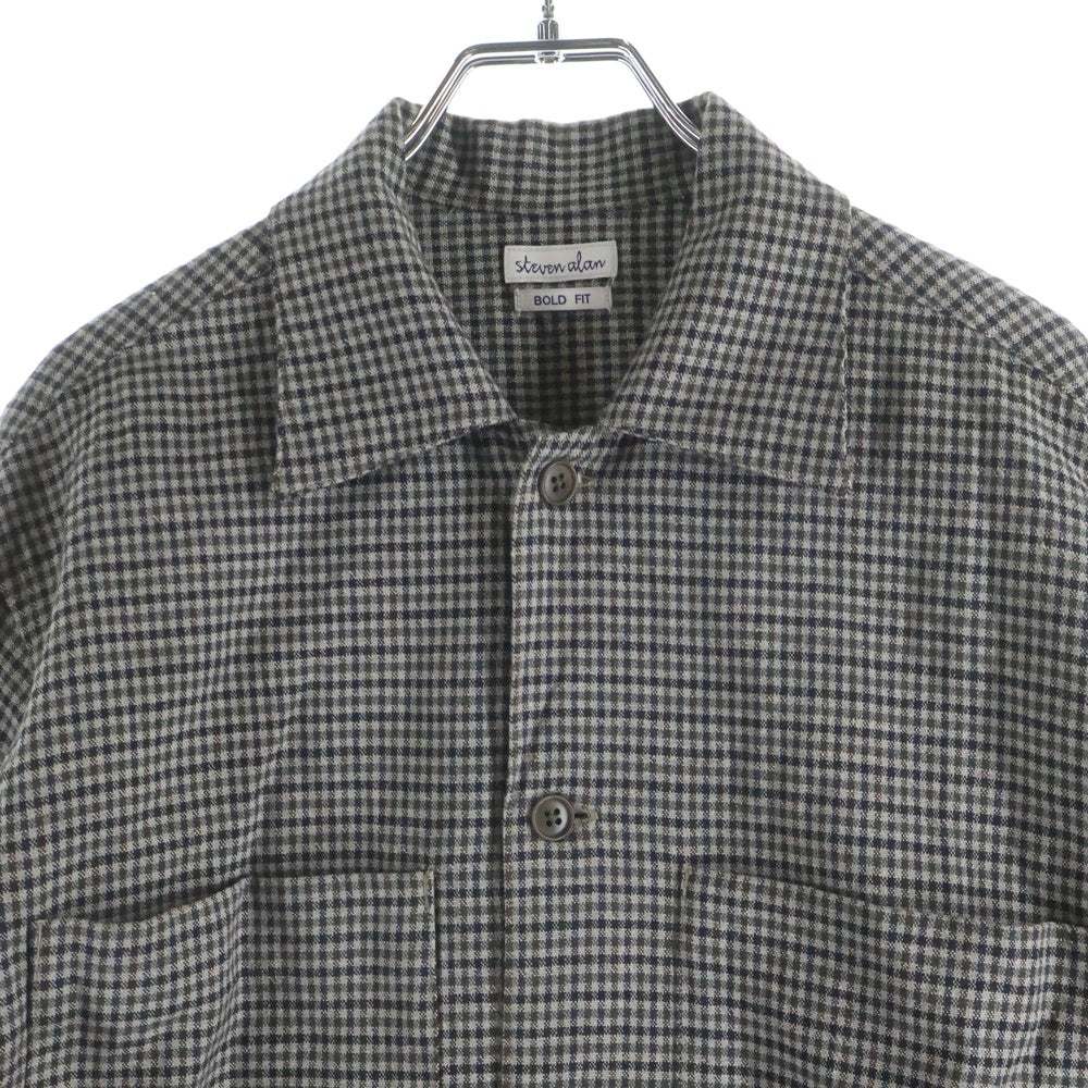 Steven Alan(スティーブンアラン) VNTG CHECK BOX CAMP COLLAR SHIRT BOLD ヴィンテージ チェック ボックス キャンプカラーシャツ ブラウン 8111-199-0555