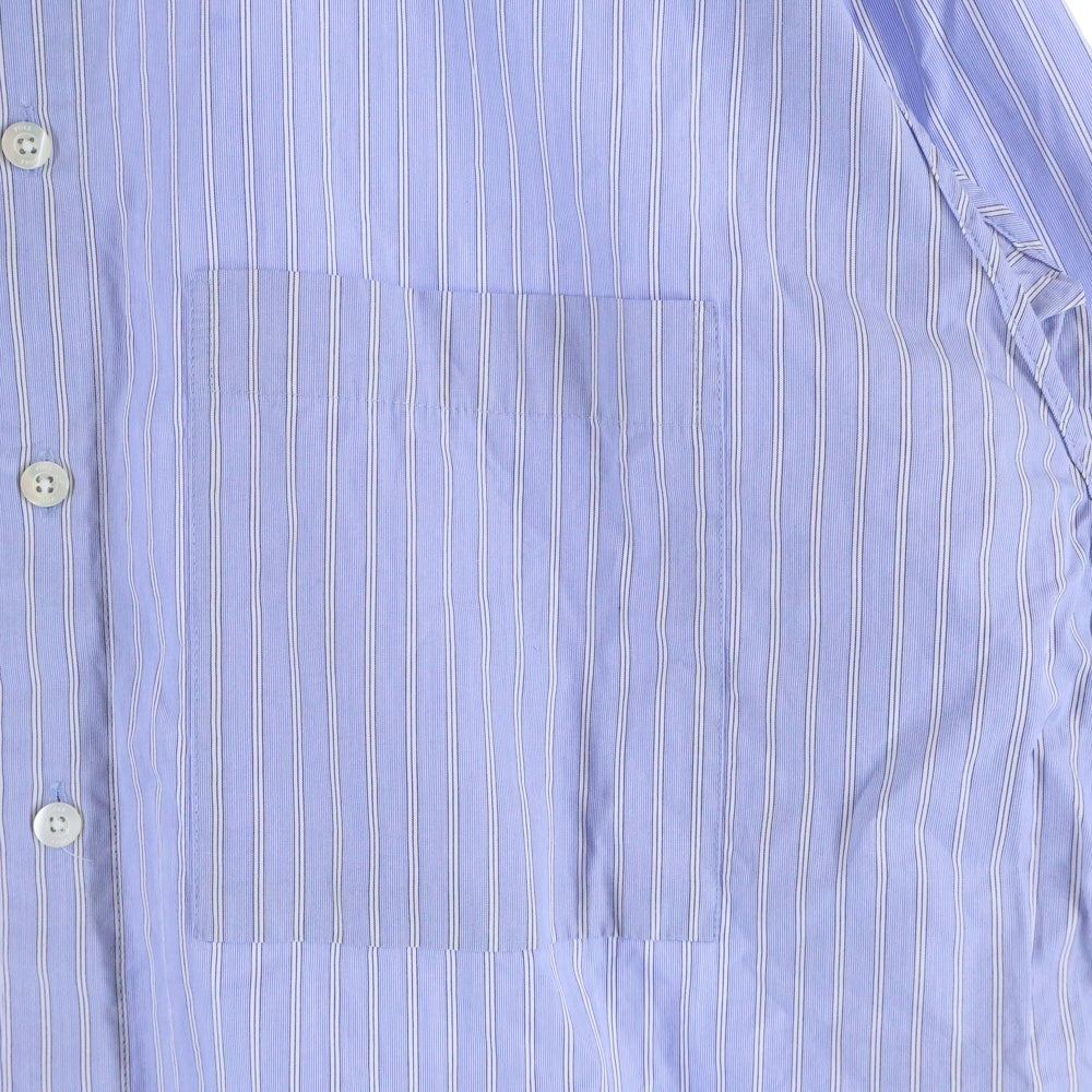 YOKE(ヨーク) 21AW ×THOMAS MASON STRIPED PIPING SHIRT トーマス メイソン ストライプ パイピング 長袖シャツ ブルー/ホワイト YK21AW0277SH