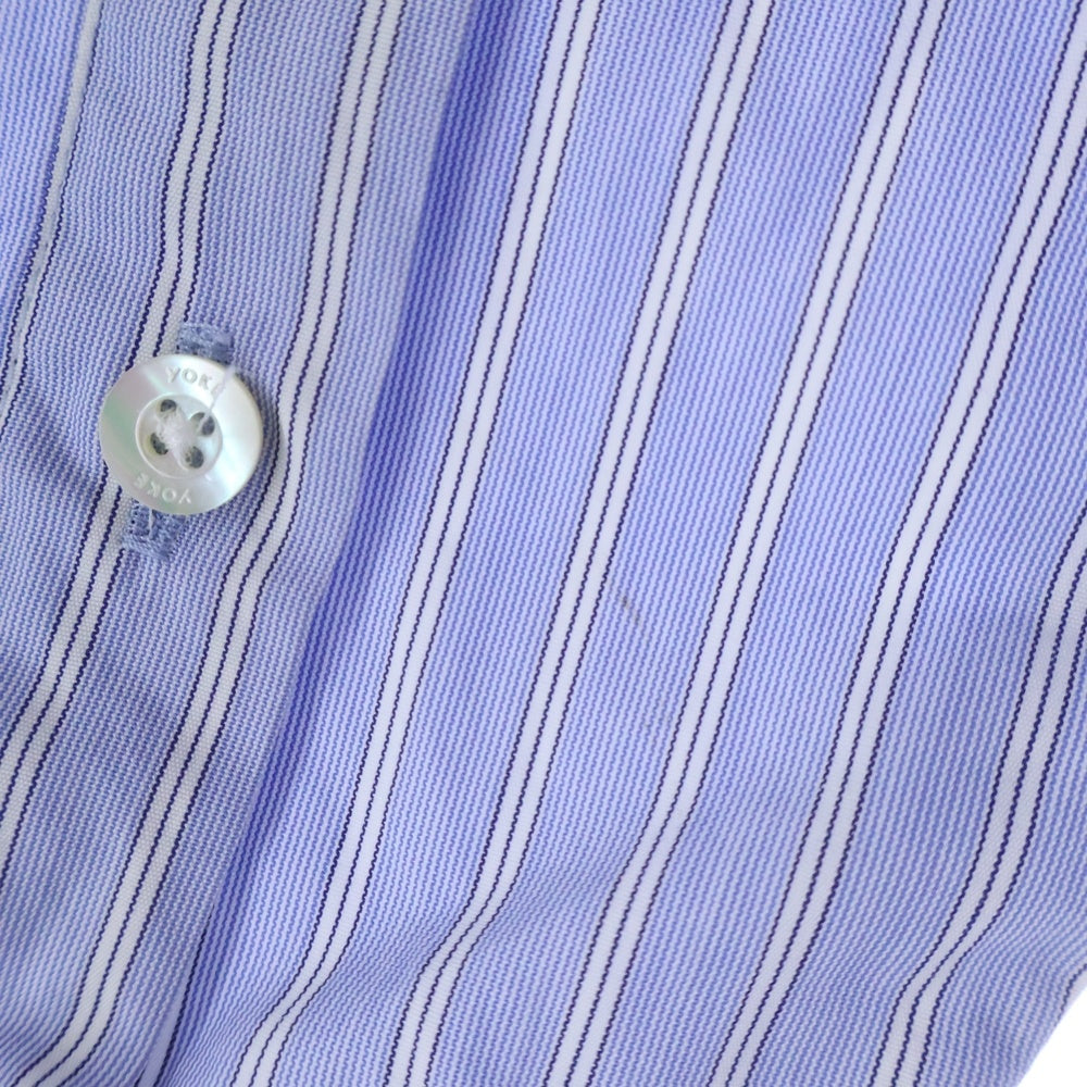 YOKE(ヨーク) 21AW ×THOMAS MASON STRIPED PIPING SHIRT トーマス メイソン ストライプ パイピング 長袖シャツ ブルー/ホワイト YK21AW0277SH