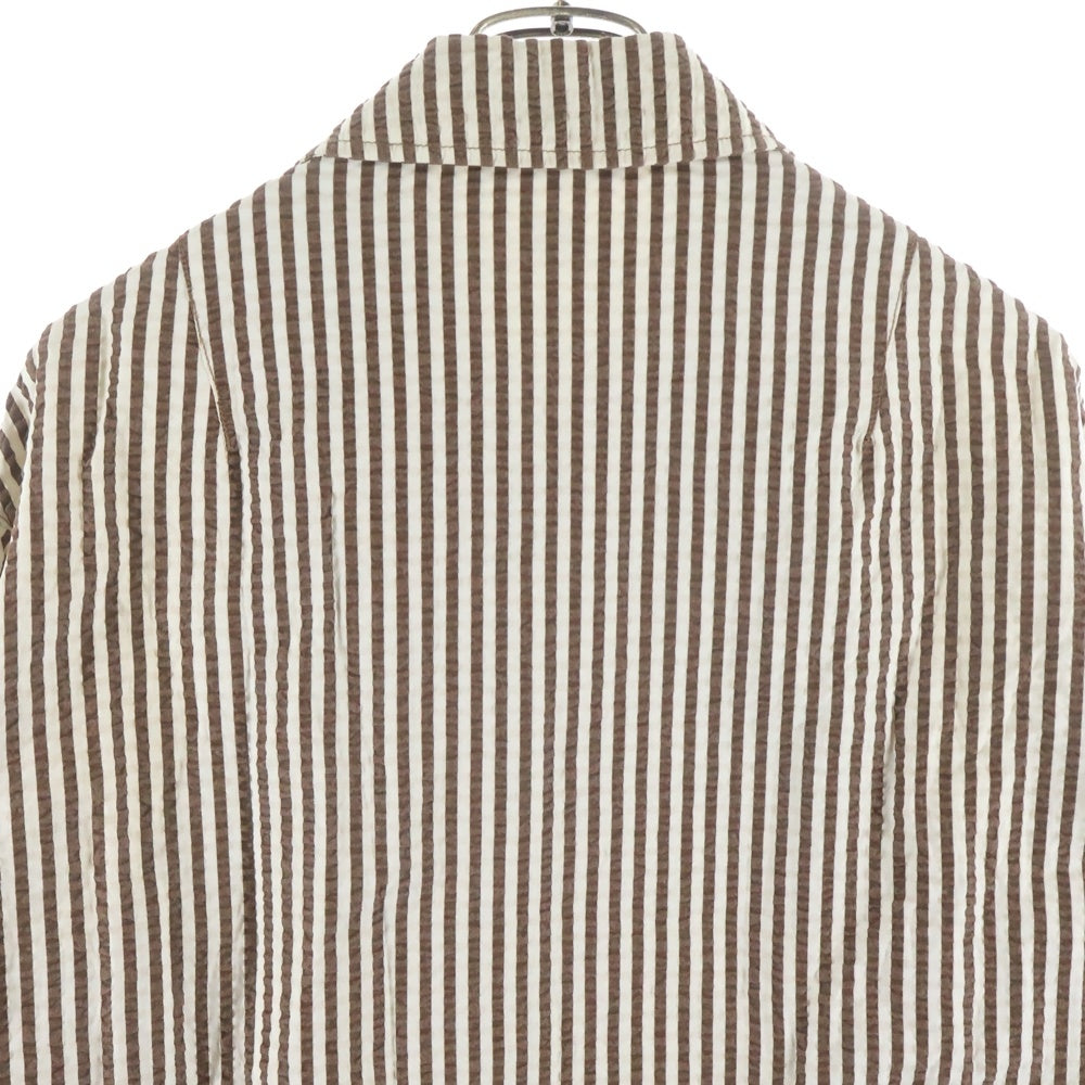 KAPTAIN SUNSHINE(キャプテンサンシャイン) 18SS シアサッカー シルク混 ストライプ ジップアップジャケット スウィングトップ ブラウン/ホワイト KS8SJK07