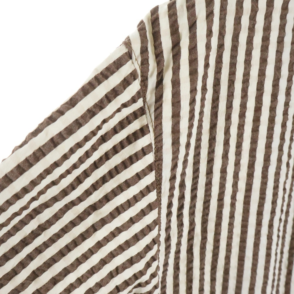 KAPTAIN SUNSHINE(キャプテンサンシャイン) 18SS シアサッカー シルク混 ストライプ ジップアップジャケット スウィングトップ ブラウン/ホワイト KS8SJK07