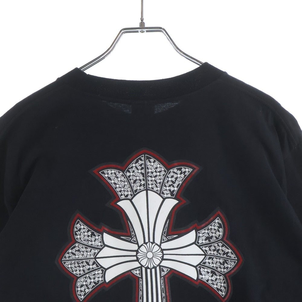 CHROME HEARTS(クロムハーツ) OLD CH CRS ダブルCHクロス プリント 胸ポケット クルーネック 半袖Tシャツカットソー ブラック
