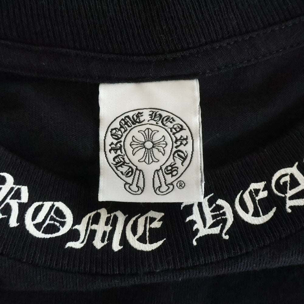CHROME HEARTS(クロムハーツ) OLD CH CRS ダブルCHクロス プリント 胸ポケット クルーネック 半袖Tシャツカットソー ブラック