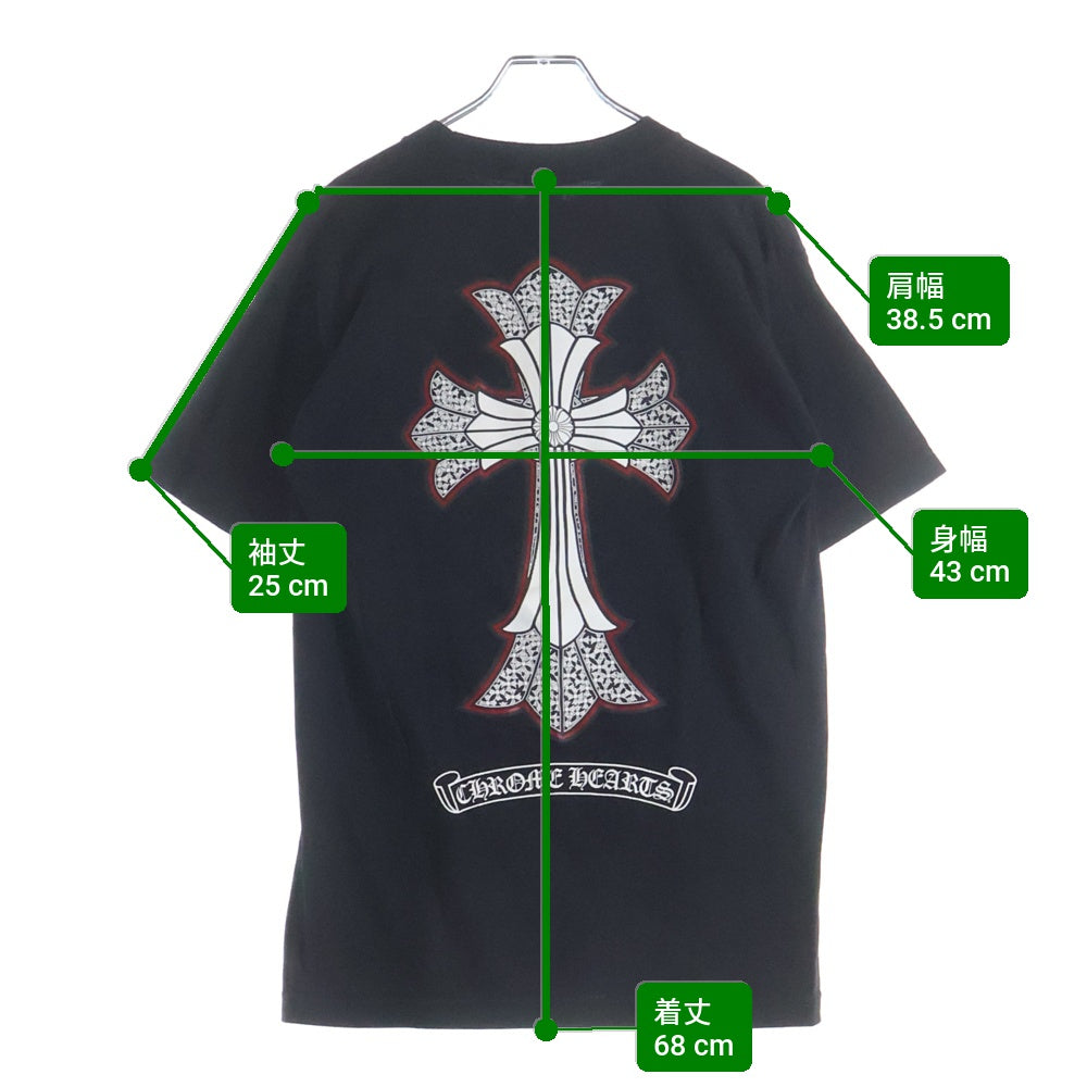 CHROME HEARTS(クロムハーツ) OLD CH CRS ダブルCHクロス プリント 胸ポケット クルーネック 半袖Tシャツカットソー ブラック
