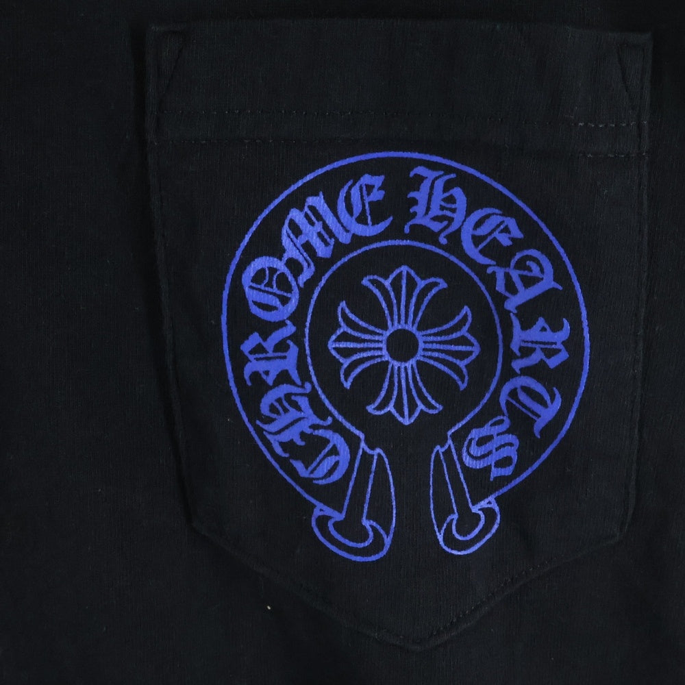 CHROME HEARTS(クロムハーツ) OLD CH PLS ホースシュー プリント 胸ポケット クルーネック 半袖Tシャツカットソー ブラック