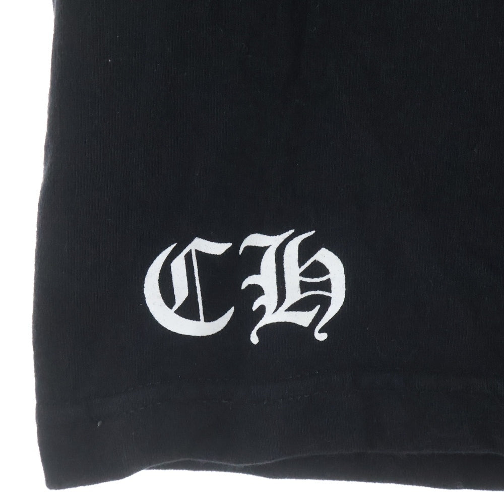 CHROME HEARTS(クロムハーツ) OLD CH PLS ホースシュー プリント 胸ポケット クルーネック 半袖Tシャツカットソー ブラック