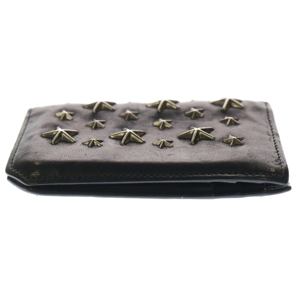 JIMMY CHOO(ジミーチュウ) スターモチーフスタッズ付き ロゴデザイン レザー 名刺入れ 財布 ブラック レディース