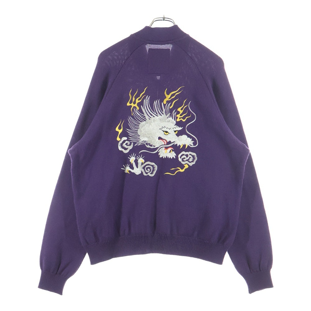 HYSTERIC GLAMOUR(ヒステリックグラマー) DRAGON HEAD ドラゴンヘッド 刺繍 ジップアップ ニット カーディガン パープル 02233NJ02