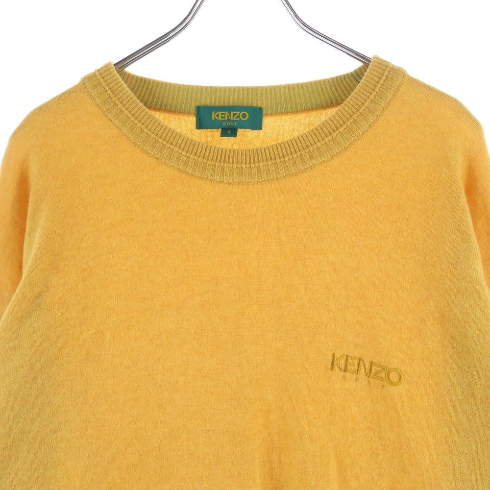 KENZO(ケンゾー) 胸ロゴ刺繍 日本製 モックネック 長袖セーター ニット イエロー