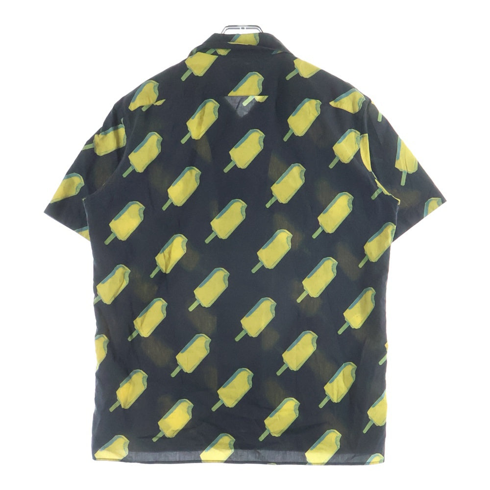 PS Paul Smith(ピーエスバイポールスミス) アイスキャンディープリント コットン オープンカラー半袖シャツ ブラック/イエロー PY-CR-66359