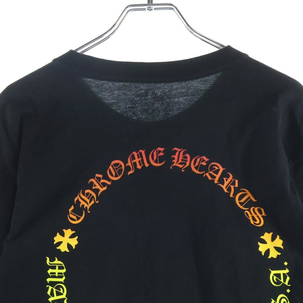 CHROME HEARTS(クロムハーツ) FLRL CRS HORSESHOE LS TEE 袖フローラル ホースシュー マルチカラー ロゴプリント クルーネック ロングスリーブ 長袖Tシャツ カットソー ブラック
