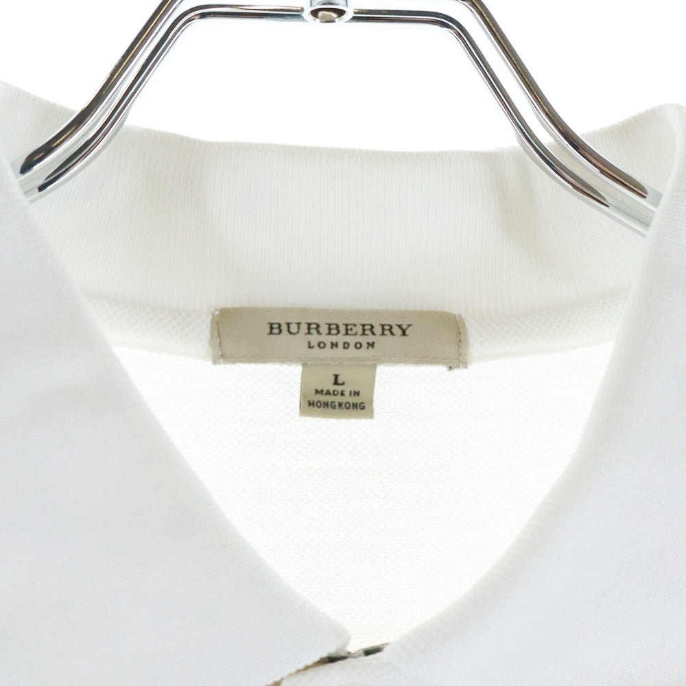 BURBERRY LONDON(バーバリーロンドン) コットン ハーフボタン 半袖ポロシャツ ホワイト HKK-003-05