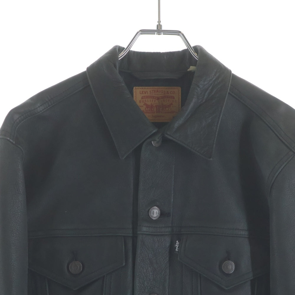 SUPREME(シュプリーム) 11AW ×LEVI'S Leather Trucker リーバイス 3rd レザー トラッカージャケット ブラック 22392