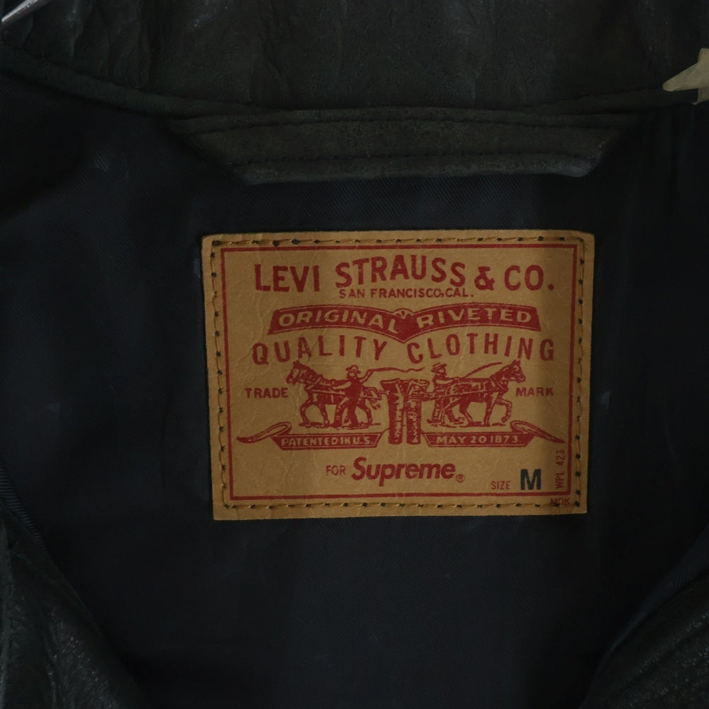 SUPREME(シュプリーム) 11AW ×LEVI'S Leather Trucker リーバイス 3rd レザー トラッカージャケット ブラック 22392