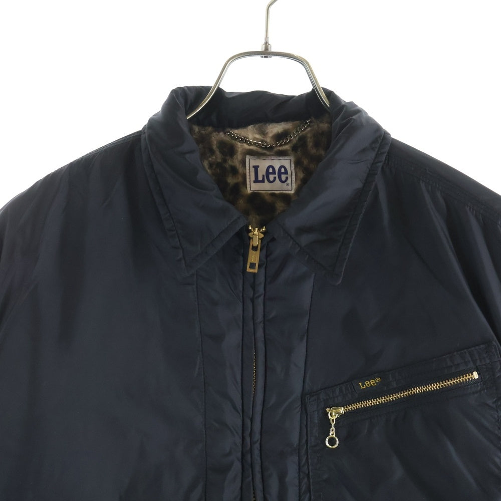 LEE(リー) 24AW ×WACKO MARIA NYLON 91-B JACKET ワコマリア 裏地レオパード ジップアップナイロンジャケット ブラック 24FW-WMO-LE01