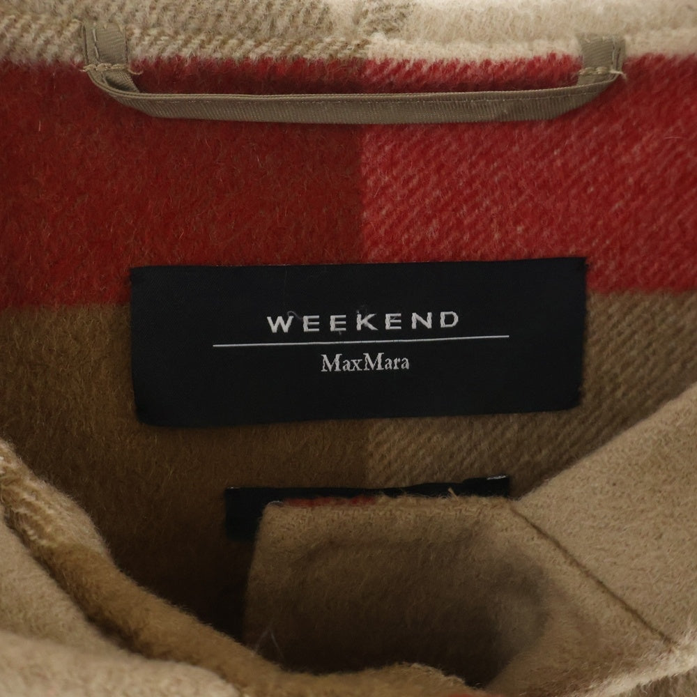 Weekend Max Mara(ウィークエンド マックスマーラ) 裏地チェック柄 ダブルフェイス フーデッドウールダッフルコート ジャケット レディース ブラウン 50160229675