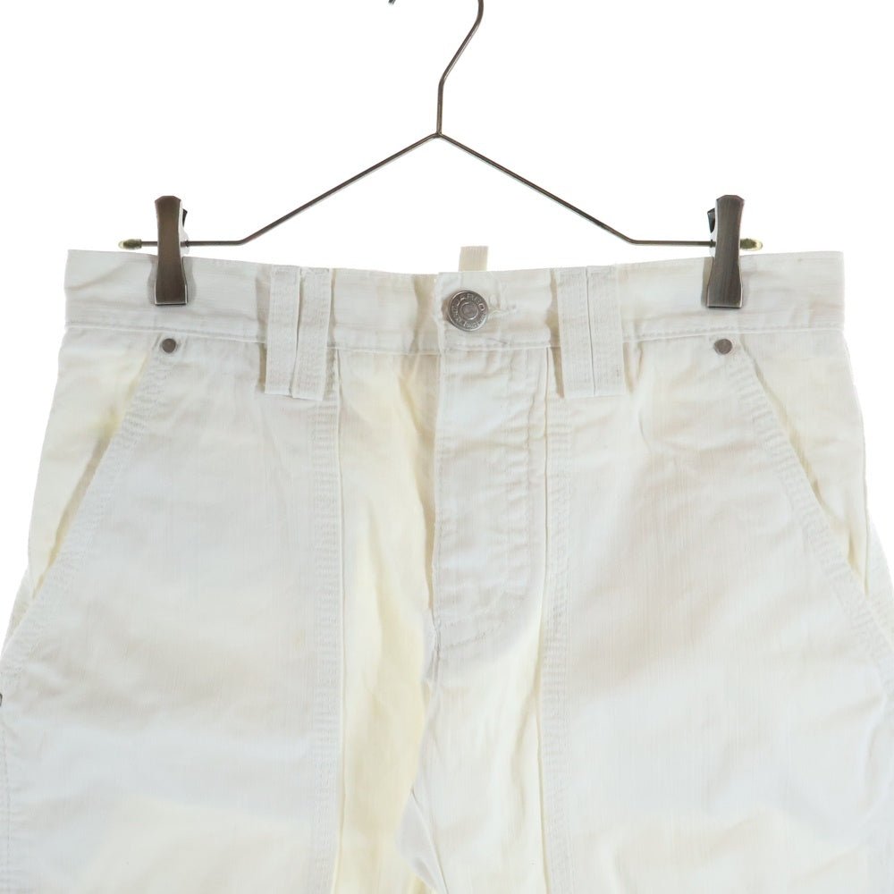 DSQUARED2(ディースクエアード) 革パッチロゴデザイン ボタンフライ デニムペインターパンツ レディース ホワイト 72P102