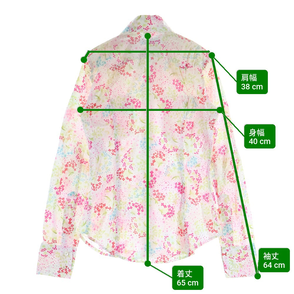 DSQUARED2(ディースクエアード) フローラルデザイン レギュラーカラー ウエスタン長袖シャツ ホワイト 72C026