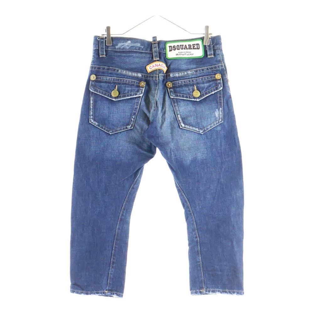 DSQUARED2(ディースクエアード) ワッペンロゴデザイン マルチポケット ジップアップ デニムパンツ レディース インディゴ 73P013