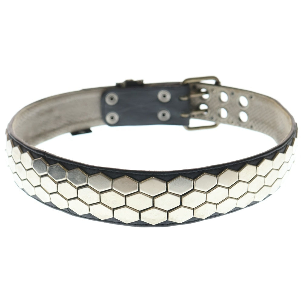 KMRii(ケムリ) ロゴデザイン スタッツデザイン レザーベルト ブラック