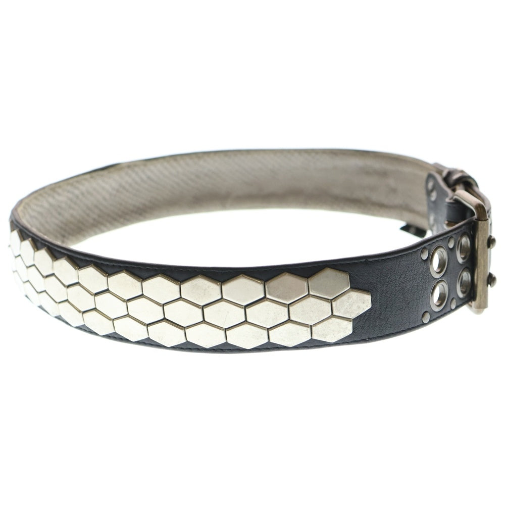 KMRii(ケムリ) ロゴデザイン スタッツデザイン レザーベルト ブラック