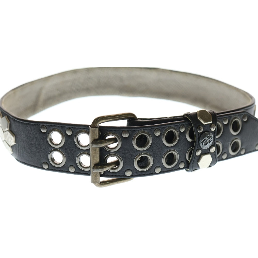 KMRii(ケムリ) ロゴデザイン スタッツデザイン レザーベルト ブラック