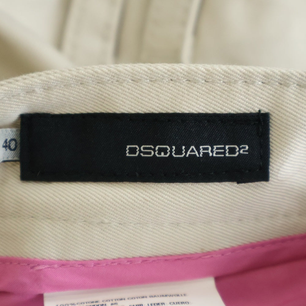 DSQUARED2(ディースクエアード) パッチデザイン マルチポケット ボタンフライ サブマリンショートパンツ レディース ホワイト 72MU005