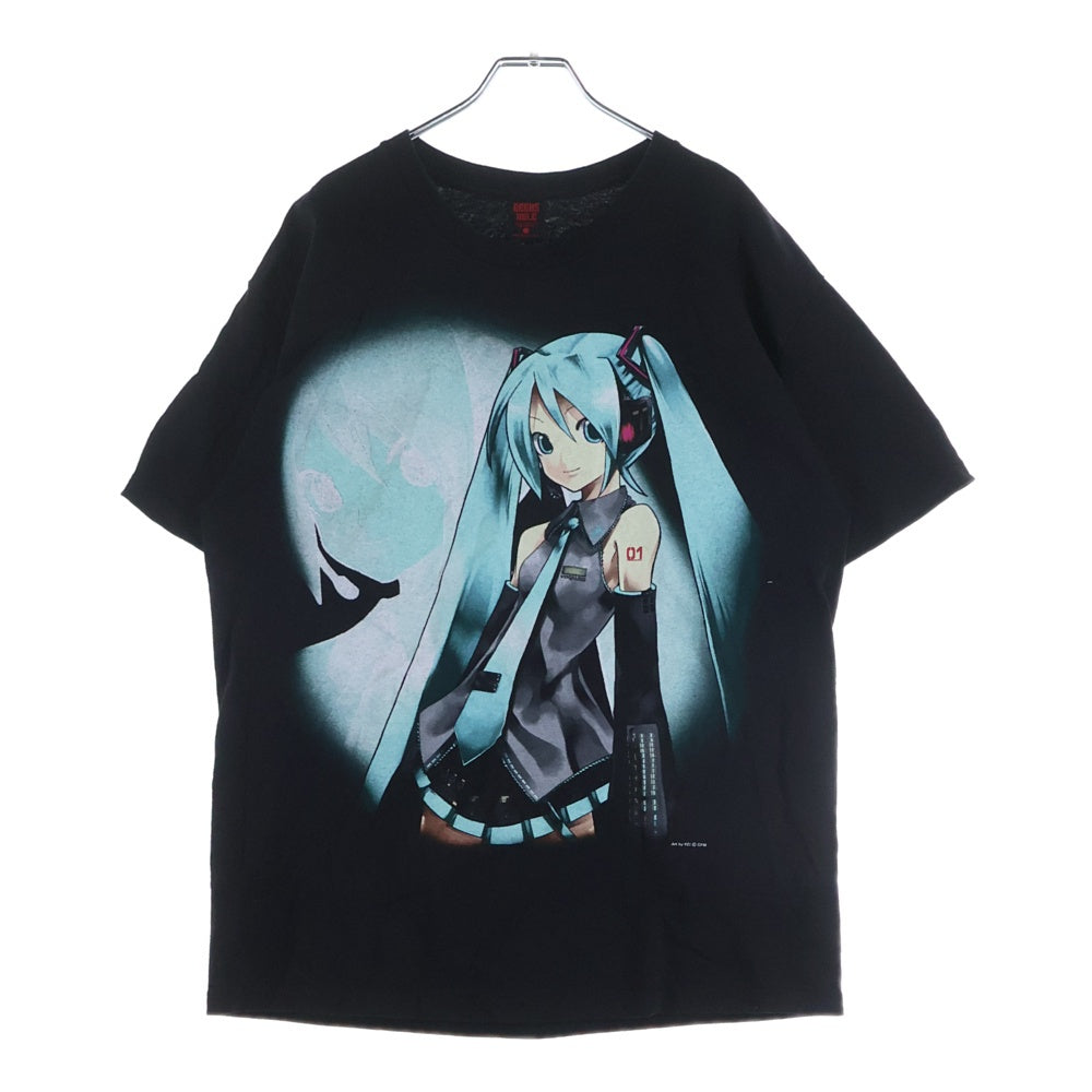 GEEKSRULE(ギークスルール) ×HATSUNE MIKU 15 SILKSCREEN PRINTING T SHIRT vol.01 初音ミク シルクスクリーン キャラクタープリント クルーネック 半袖Tシャツ カットソー ブラック
